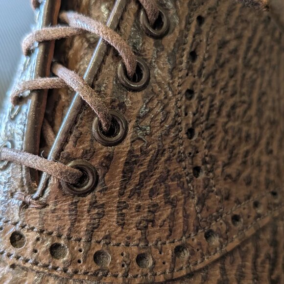 AMAZING! Vintage Genuine SHARKSKIN Men\'s Oxford - Brown - FootJoy - Size 10.5 DB